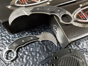 Microtech Bastinelli Iconic Karambit Fixed Blade Knife Stonewash 118-10R Right Hand