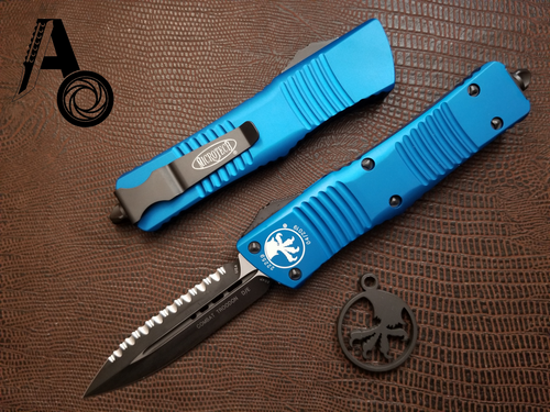 Microtech Combat Troodon D/E Full Serrated Blue 142-3BL