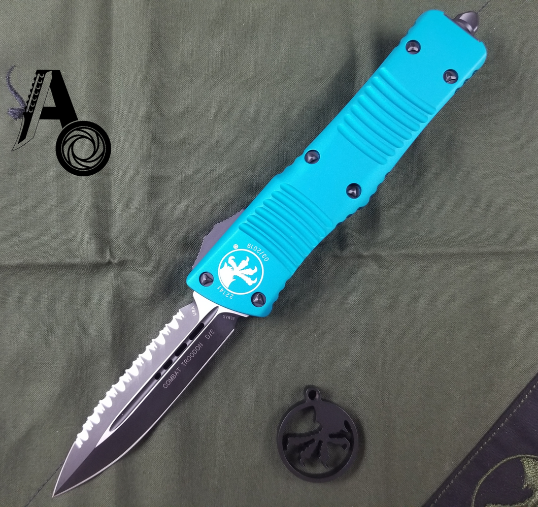 Microtech Combat Troodon D/E Full Serrated Turquoise 142-3TQ