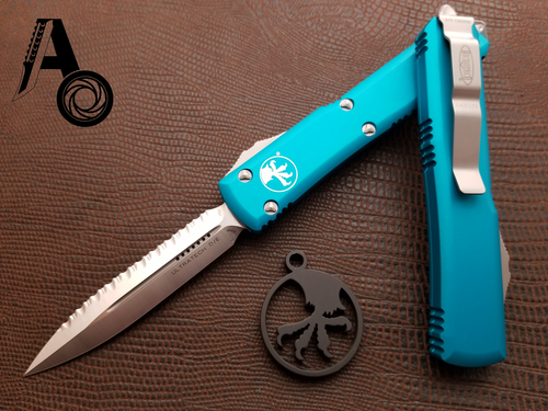 Microtech Ultratech D/E Satin Full Serrated Turquoise 122-6TQ