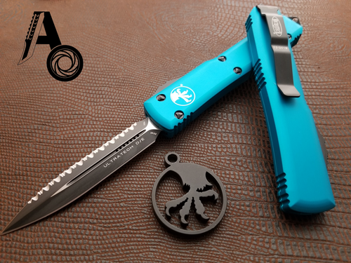 Microtech Ultratech D/E Full Serrated Turquoise 122-3TQ