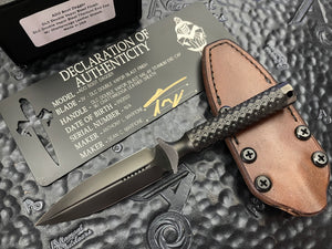 Marfione Custom Fixed Blade ADO Boot Dagger with Chattanooga Leather Sheath