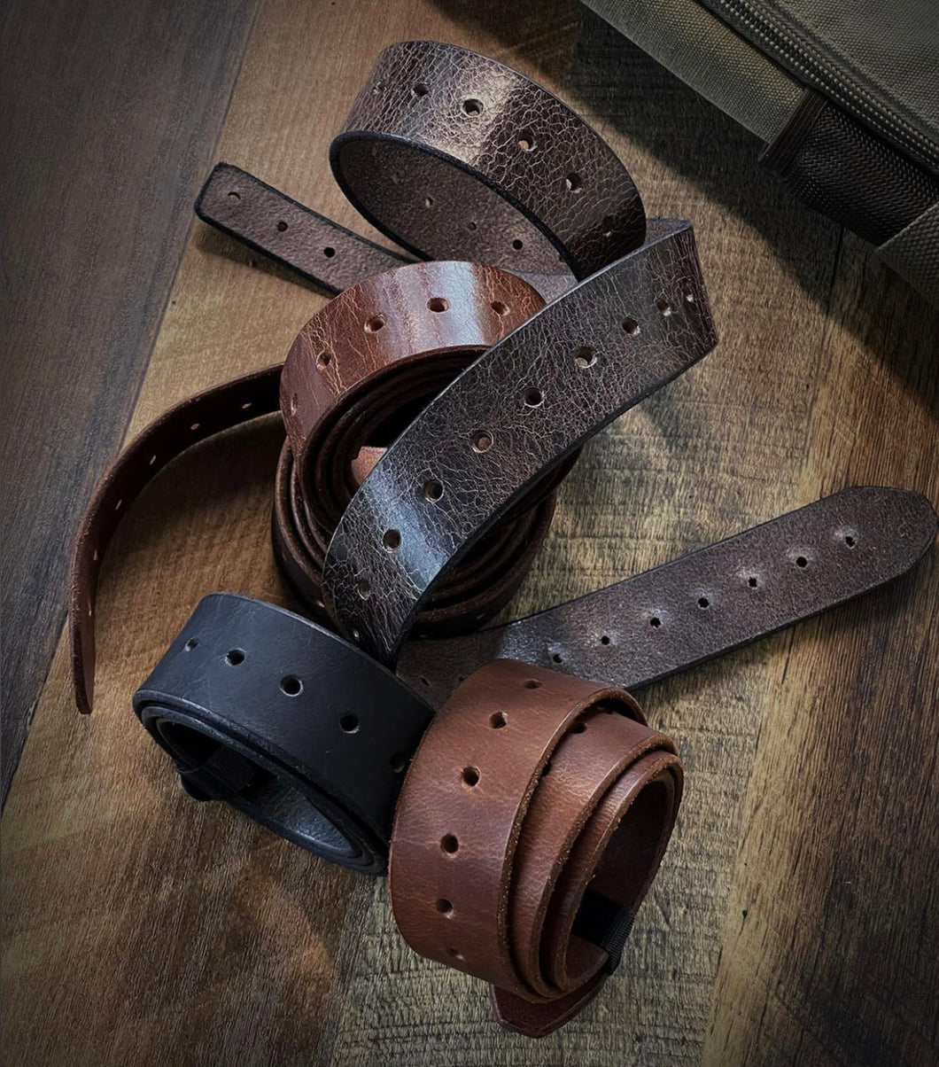 Marfione Custom APIS Belt DISTRESSED DARK BROWN Water Buffalo Leather Bronze TI Buckle     SHIPS TO YOU ON TUESDAY AUG 17