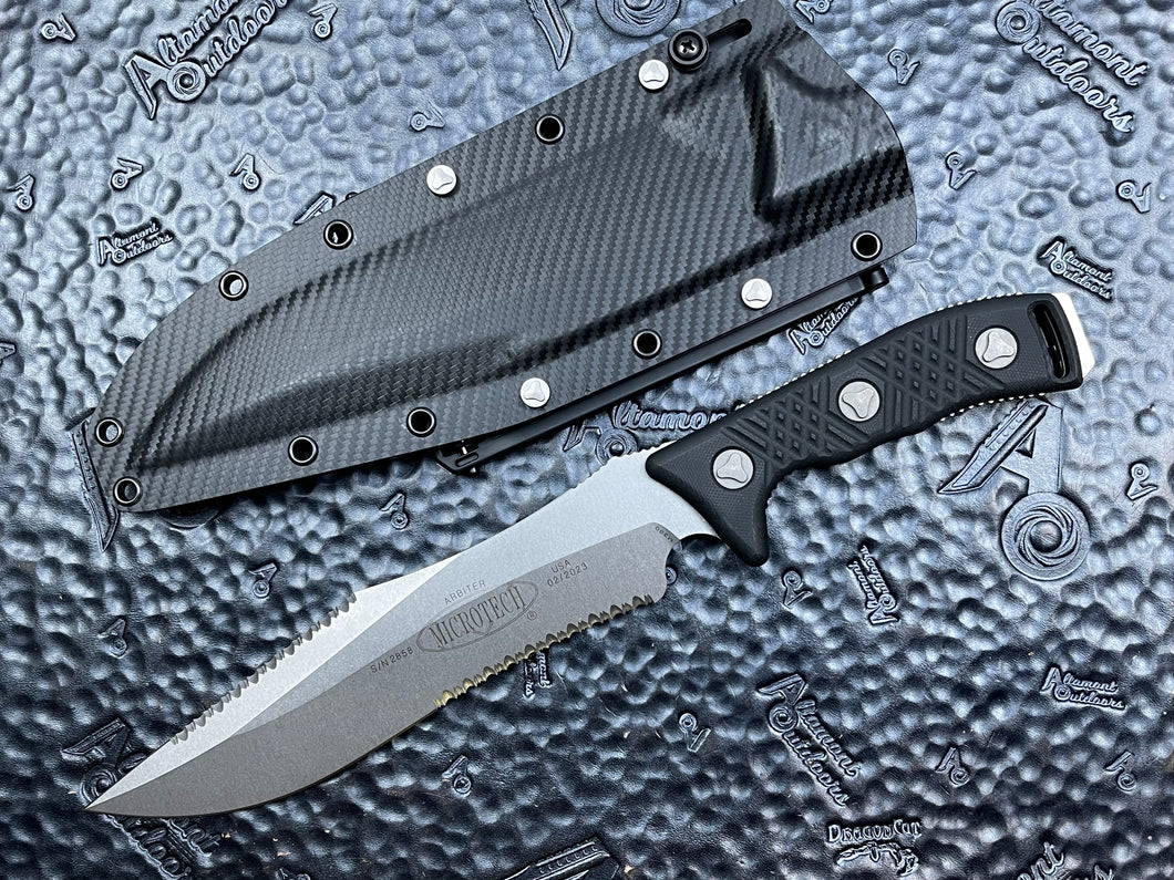 Microtech Arbiter Full Serrated Fixed Blade Stonewashed Knife 104-12