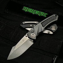 Heretic Knives Pariah Dual Action Black Anodized Handle, Stonewashed Blade, Stonewashed Hardware H048-2A    SHIPS ON THURS DEC 23