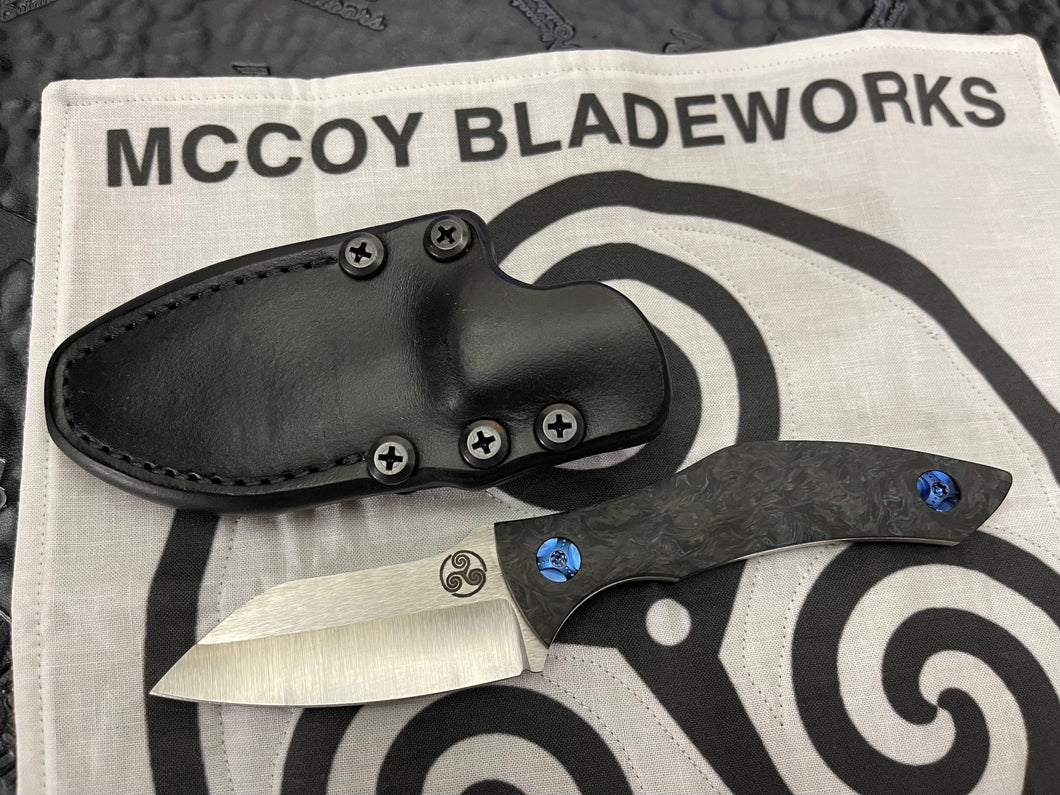 McCoy Bladeworks Exodus Blue Fat Carbon handle, Satin Finish