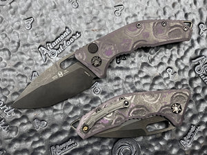 Heretic Knives MEDUSA Auto Two Tone DLC Tanto, Camo Carbon Purple CF Handle, H011- 6A-PUCF