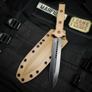 Heretic Knives Nephilim Double Edge Black Fixed Blade FDE G10 Scales H003-8A-FDE