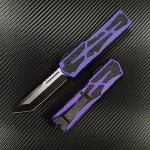 Heretic Knives Colossus Battleworn T/E, Purple handle, BW Black Clip & Hardware H040-14A-PU   TANTO