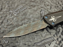 Marfione Custom Combat Troodon Spike Grind Blue Fire Storm Damascus Blue Ti Hardware