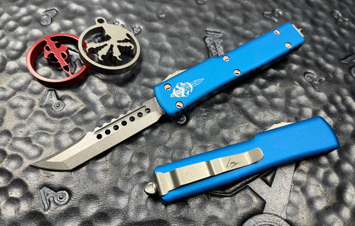 Microtech UTX-70 Hellhound BLUE Stonewashed 419-10BLS Signature Series OTF