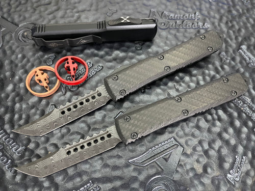 Microtech Ultratech Hellhound Damascus Carbon Fiber Signature Series 119-16CFS