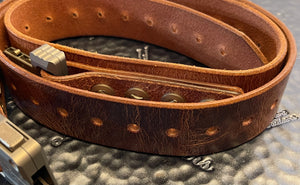 Marfione Custom APIS Belt DISTRESSED BROWN Water Buffalo Leather Bronze TI Buckle
