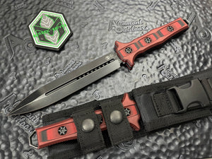 Heretic Knives Nephilim Double Edge DLC Fixed Blade, Red/Black G10 Scales H003-6A-REDBLACK