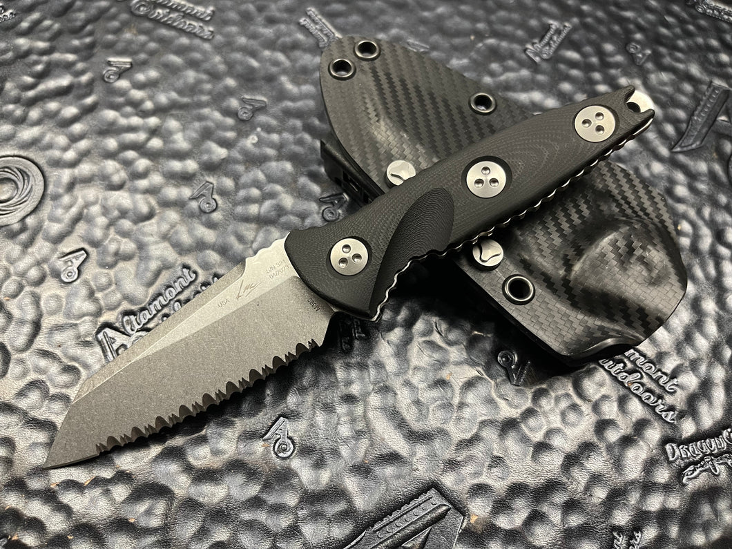 Microtech Socom Alpha Mini Warcom Stonewashed Full Serrated 93M-12 Fixed Blade