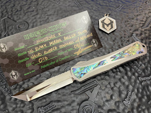 Heretic Knives Custom Manticore X Mirror Polish T/E Stainless handle w/ Abalone Inlay S/N 10