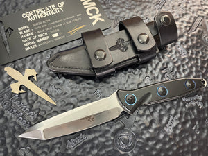 Marfione Custom Socom Alpha Hand Rubbed Satin Tanto with Blue accents Fixed Blade Knife