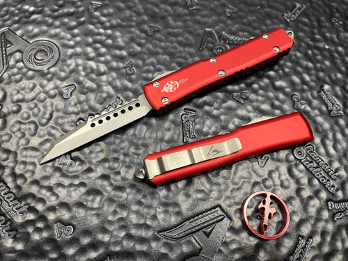 Microtech Ultratech Warhound Stonewashed Red Standard 119W-10RDS