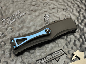 Marfione Custom Knives HERA Double Edge Mirror Polished, Blue Ti Hardware, Tritium Insert in button  *Prototype*