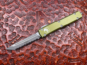 Microtech Ultratech Tanto Full Serrated Apoc Distresses OD Green 123-12DOD