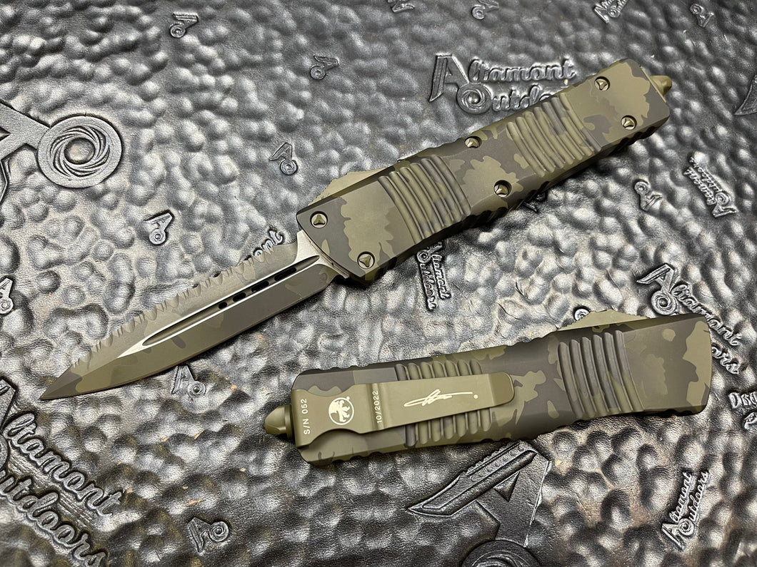 Microtech Combat Troodon D/E Full Serrated Olive Camo 142-3OCS
