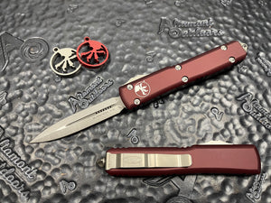 Microtech Ultratech D/E Stonewashed Red Merlot 122-10MR