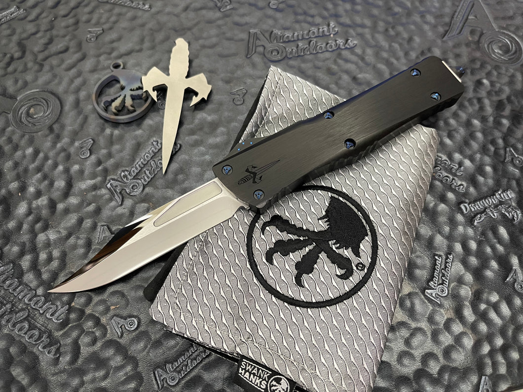 Marfione Custom Combat Troodon Bowie Mirror Polished with Blue Ring Hardware
