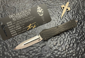 Marfione Custom Combat Troodon D/E Mirror Polished w/ Carbon Fiber Inlay, CF Top Cover and Button, DLC Ringed Hardware