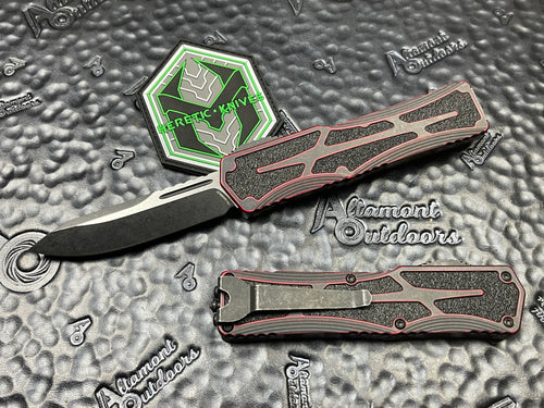 Heretic Knives Colossus Battleworn S/E, Breakthrough Red handle, BW Black Clip & Hardware H039-14A-BRKRD