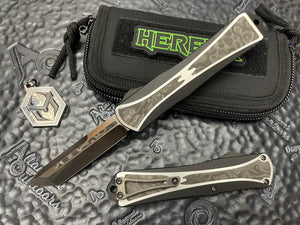 Heretic Knives Custom Manticore X T/E Two-Tone Stonewash DLC w/ Fat Carbon Black Camo, Hand Rubbed Flats w/ Fat Carbon Inlay