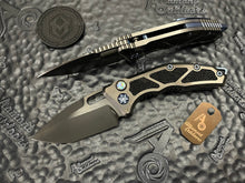 Heretic Knives MEDUSA Auto DLC Ti Handle with Ray Skin Inlay, , Two-Tone Spine, Blue Ti Backstrap and Clip, Blued Hardware and Abalone Button H011- 11A-Ti/RAY