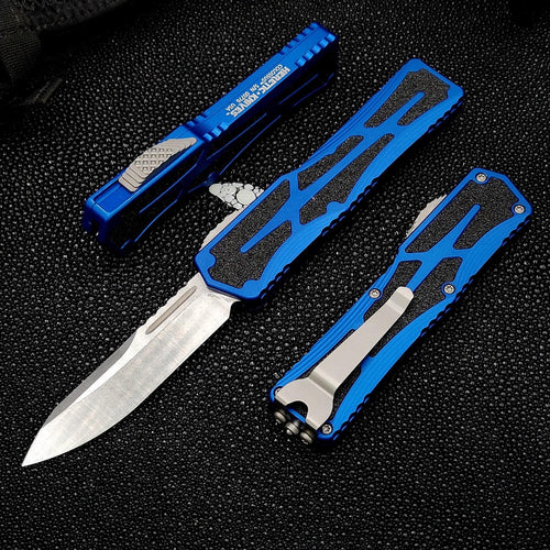 Heretic Knives Colossus Stonewashed S/E, Blue handle, Standard Clip & Hardware H039-2A-BLU