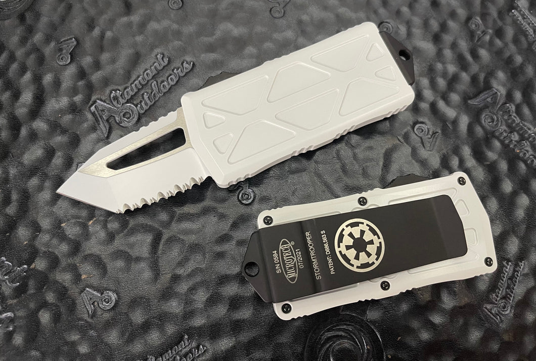 Microtech STORMTROOPER Exocet 158-3ST Full Serrated TANTO California Legal OTF Automatic Knife Money Clip