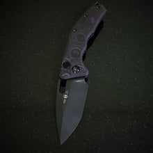 Heretic Knives MEDUSA Auto Two Tone DLC Tanto, Camo Carbon Purple CF Handle, H011- 6A-PUCF