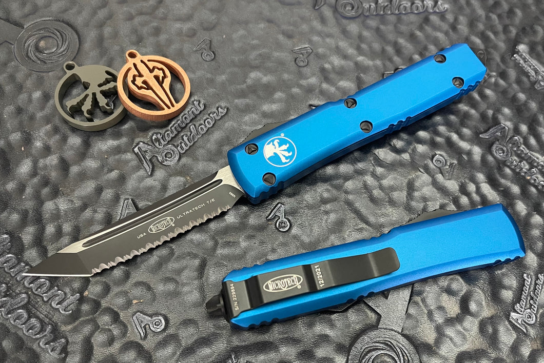 Microtech Ultratech Blue T/E Full Serrated Tanto 123-3BL