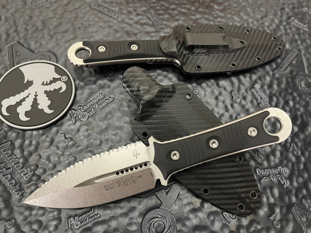 Microtech SBD Fixed Blade Stonewash 201-12 Full Serrated Borka Collaboration